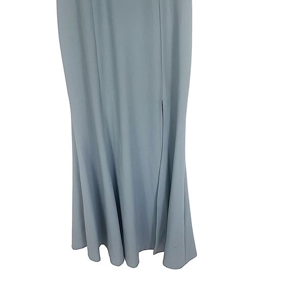 Jenny Yoo Gia Crepe Open Back Mayan Blue Fit & Flare Gown Size 10 NWT - Picture 6 of 10